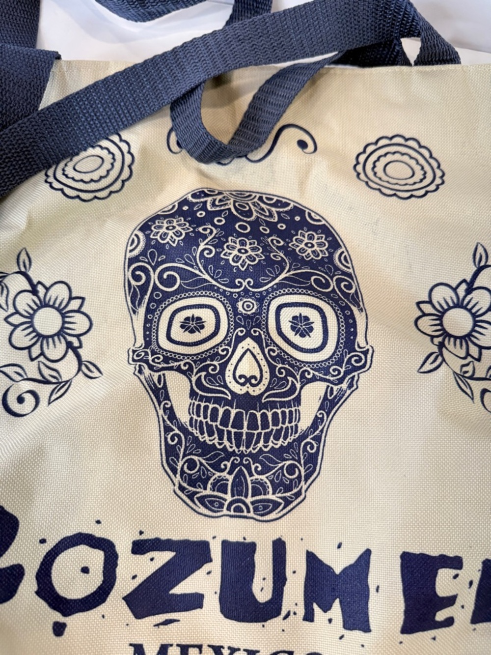 Cozumel Mexico Tote Bag Sugar Skull Beach Travel Zip Shopper Large - Picture 2 of 16